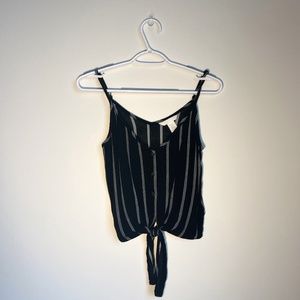 Knot Tie-Front Striped Tank Top